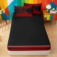 thumbnail image 4 of meiyoeat gradient Letter Pattern Zipper Full Size Comforter Sets with Fitted Sheet and 2 Pillowcases,Black Red Monogram R Zipper Bedding Set,Black Reversible,4-Piece, 4 of 7