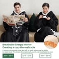 thumbnail image 5 of (2 pack) Cozy Comfort Wearable Blanket Hoodie, Long Sherpa Hoodie Blanket with Giant Pocket, Warm&cozy, Standard, Black, 5 of 7