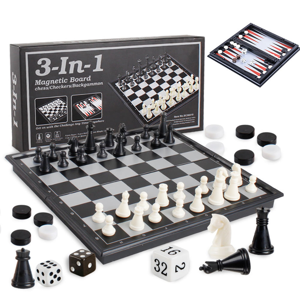 International Checker Plastic Chess Set Folding Checkerboard Magnetic Chess Game 