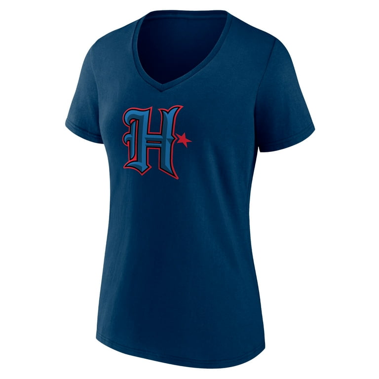 Women's Navy Houston Texans Secondary Logo V-Neck T-Shirt