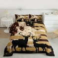 thumbnail image 2 of Manfei Jungle Animal Deer Bedding Comforter Set,Vintage Anerican Flag Twin Comforter Sets,Brown Black Bedding Set For Boys Kids,Breathable Home Decor Reversible,2pcs, 2 of 8