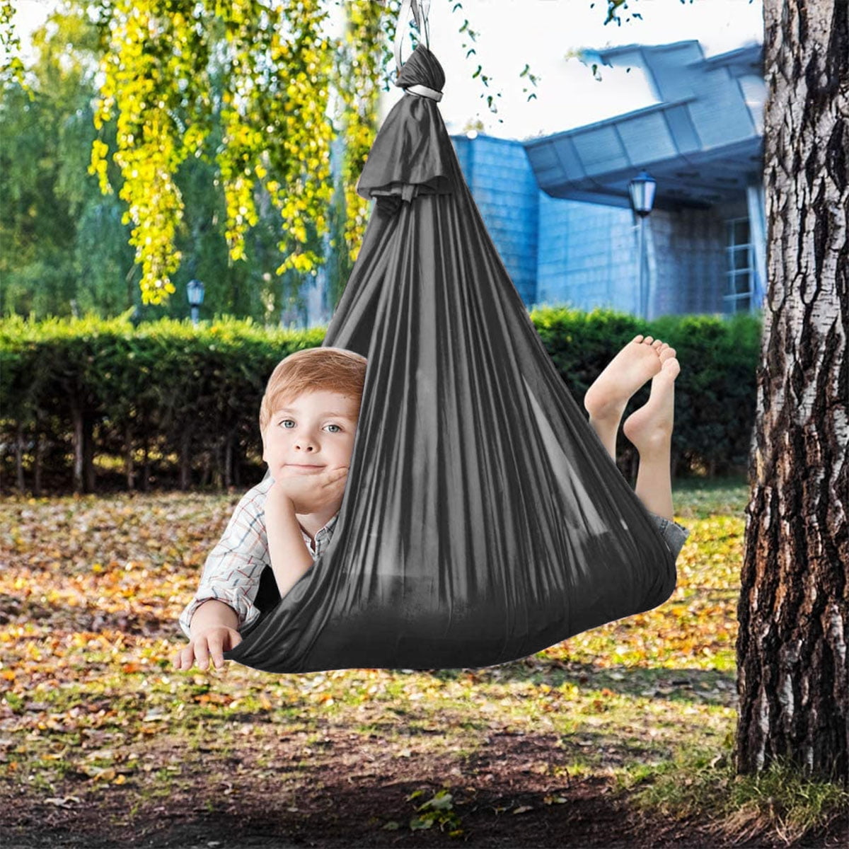 Somnr Sensory Therapy Swing for Kids - Indoor/Outdoor Cuddle Hammock for Autism & ADHD (Black)