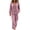 Pink, variant on LYEAA Womens Velour Tracksuit Sets Two Piece Sets Long Sleeve V Neck Tops Wide Leg Pant Casual Workout Outfits