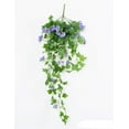thumbnail image 2 of Outdoor Artificial Morning Glory Silk Flower Hanging Planter Patio Lawn Garden 10inch Hanging Basket with Chain Flowerpot, 2 of 6
