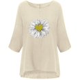 thumbnail image 3 of Camisas Para Mujer Camisetas de Gran Tamaño Mangas 3/4 Moda Impreso Cuello Redondo Camiseta Suelta Suéter Tops Odeerbi ODB133882, 3 of 3