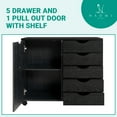 thumbnail image 5 of Naomi Home Adult Amy 5-Drawer Wood Dresser Chest with Cabinet Door, Mobile Storage Organizer & Printer Stand for Home Office, Distressed Black, 5 of 9
