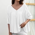 thumbnail image 2 of Camisas Para Mujer Cómodas Mangas Tres Cuartos Cuello en V Blusa Sólida Odeerbi ODB126436, 2 of 7