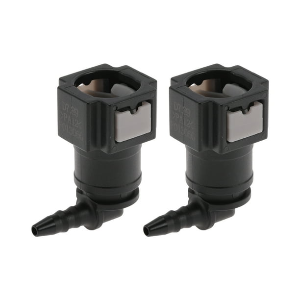 Conector rápido de línea de combustible de 1/8" para manguera ID para conector macho de 5/16" SAE hembra a barbado adaptador rápido de 90 grados accesorios de sellado plástico negro gris 2 piezas