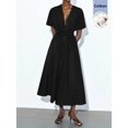 thumbnail image 6 of Black V-Neck Wrap Maxi Dress With Tie Waist And Kimono Sleeves, 6 of 8
