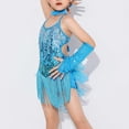 thumbnail image 2 of XXWXYD Girls Sequin Tassel Dress Latin Dance Skirt Sparkling Ballet Tan𝑔o Dancewear 5-14 Years Competition Performance Stage Costum𝖾 Glittery, 2 of 8