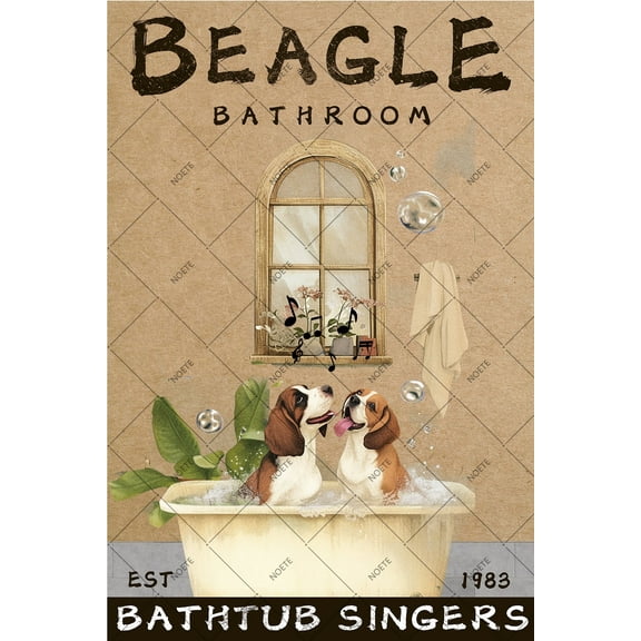 Noete Beagle Dog Bathroom Bathtub Sign Vintage 12x16 Inch Funny Aluminum Metal Tin Sign for Home, Garden, Coffee Shop & Wall Decor