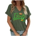thumbnail image 3 of PNTUTB St. Patrick's Day Women's Fashion Print Casual Loose Comfortable V Neck Short Sleeve T Shirts, 3 of 4