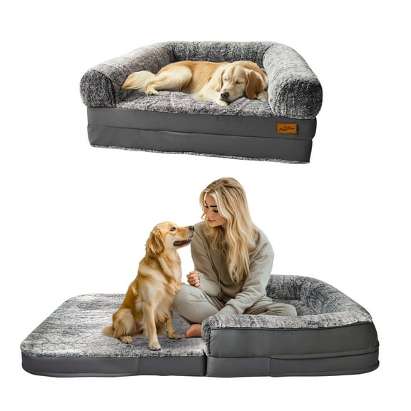 Bingopaw Foldable Human Giant Orthopedic Dog Bed Plush Cover Pet Bed Fits Adult and Pets, 71" Long