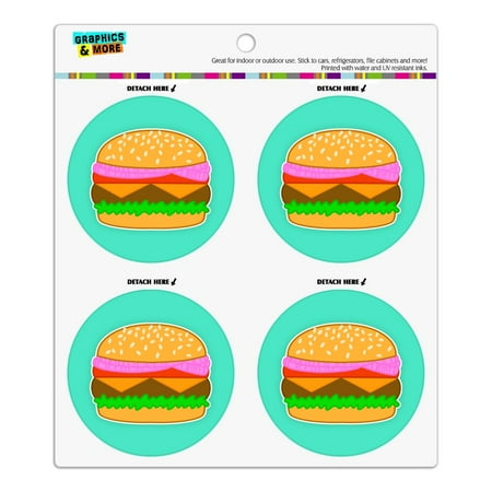 

Simple Summer Hamburger Refrigerator Fridge Locker Vinyl Circle Magnet Set