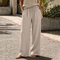 thumbnail image 7 of ZHYou No Boundarie Womens Wide Leg Pants Drawstring High Waist Lightweight Flowy Floor Length Casual Lounge Trousers with Side Pockets,Khaki,Size XL, 7 of 7