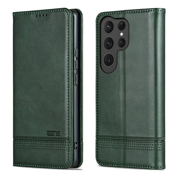 Decase Premium Leather Wallet Case for Samsung Galaxy S25 Ultra,with 3 Card Slots, Cash Pocket, Magnetic Closure, Slim & Stylish Folio Case, PU TPU Shockproof Durable Protective Phone Case,Darkgreen