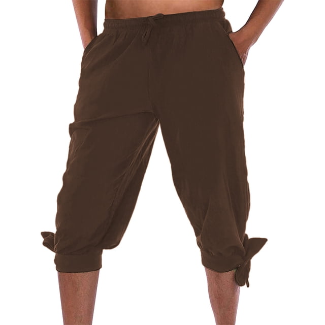 WILLBEST Pantalones Cortos de Algodón para Hombre, de Color Liso, con Bolsillos de Cinco Puntos y Botones