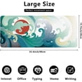 thumbnail image 4 of Ocean Wave and Sun Desk Mat,Traditional Japanese Wave Extended Gaming Mouse Pad,Large Non-Slip Rubber Base Mousepad with Stitched Edges,Waterproof Mouse Mat Desk Pad for Office Game Home 35.4x15.75 in, 4 of 5