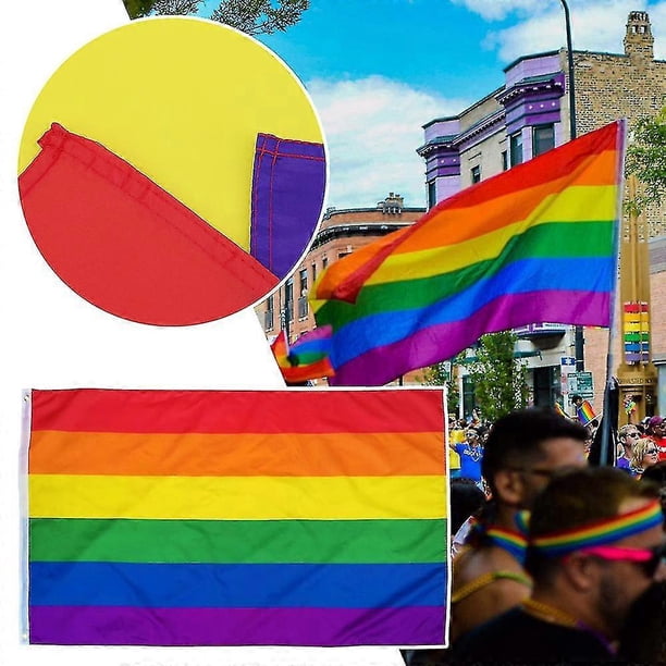 Rainbow Gay Pride Flag - 3x5 Foot Lgbtq Community Banner Flags With Brass Grommets For Gay Lgbt Pride Day Month Parade