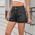 thumbnail image 6 of Hot Jean Shorts For Women Summer Tie Side Button High Waist Fashion Smocked Denim Casual Shorts With Pocket 2 in 1 Shorts Women Denim Shorts Women Distressed Women Casual Two Piece Shorts Set Loose, 6 of 8