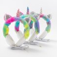 thumbnail image 5 of Unicorn Wired Earphones Over-Ear Plush Earphones Cat Ear Design Style Style 1, 5 of 5