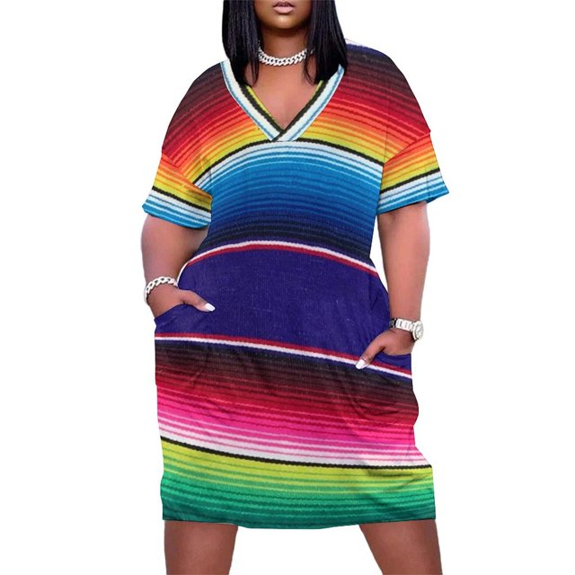 Sarape de México - Vestido festivo con bolsillos para mujer, mono de verano, vestidos de fiesta estilo coreano