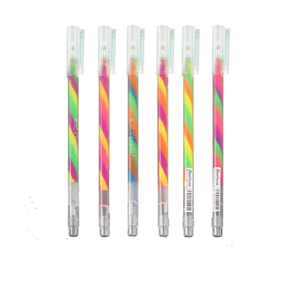 Clearance Under $2.19! 6PCS Color Changing Ballpoint Pens, Rainbow Gradient Gel Pens for Writing & Coloring, Plastic, for Journals & Art, (One Size, Assorted)