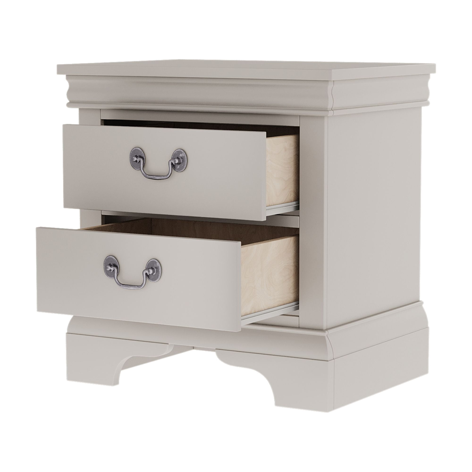Traditional 2-Drawer White Nightstand with Storage