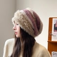 thumbnail image 3 of Autumn Winter Lazy Style Slouchy Hat Plush Ear Protection Pullover Hat for Women Versatile Cold Hat Face Slimming Maternity Hat, 3 of 9