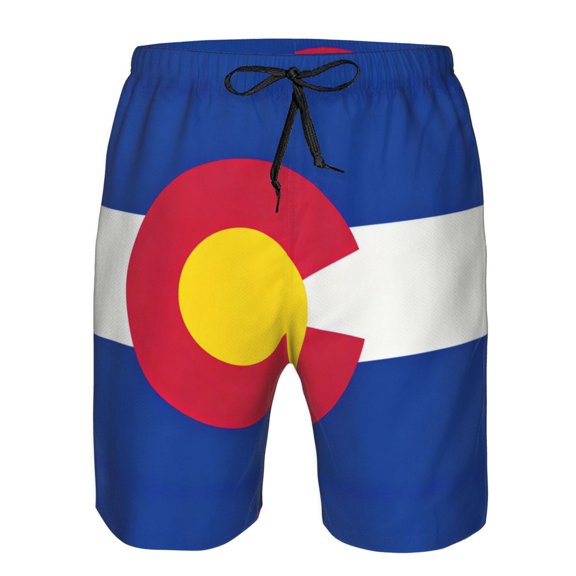Men's Beach Shorts Flag Of Colorado Board Shorts Summer Swim Trunks with Mesh Liner XX-Large