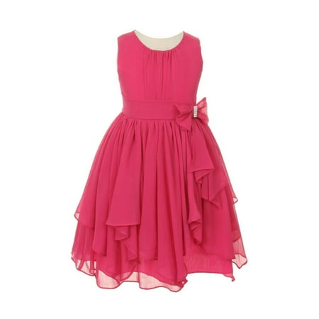 KiKi Kids USA - Girls Fuchsia Chiffon Bow Sash Flower Girl Easter Dress ...