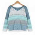 thumbnail image 3 of Vedolay Womens Long Sleeve Tops Womens V-Neck Ribbed Long Sleeve Slim Knit Sweater Fall 2023 Trendy Clothes,Light Blue S, 3 of 4
