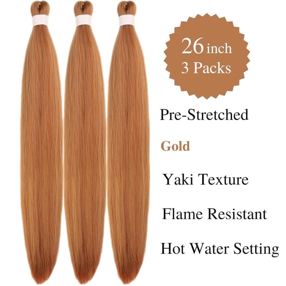 WEIF-Honey Ginger Braiding Hair Pre stretched Prestretched Braiding Hair Extensions Hypoallergenic Synthetic Ez Braid Knotless Twist Fulani Non Toxic Anti Itch