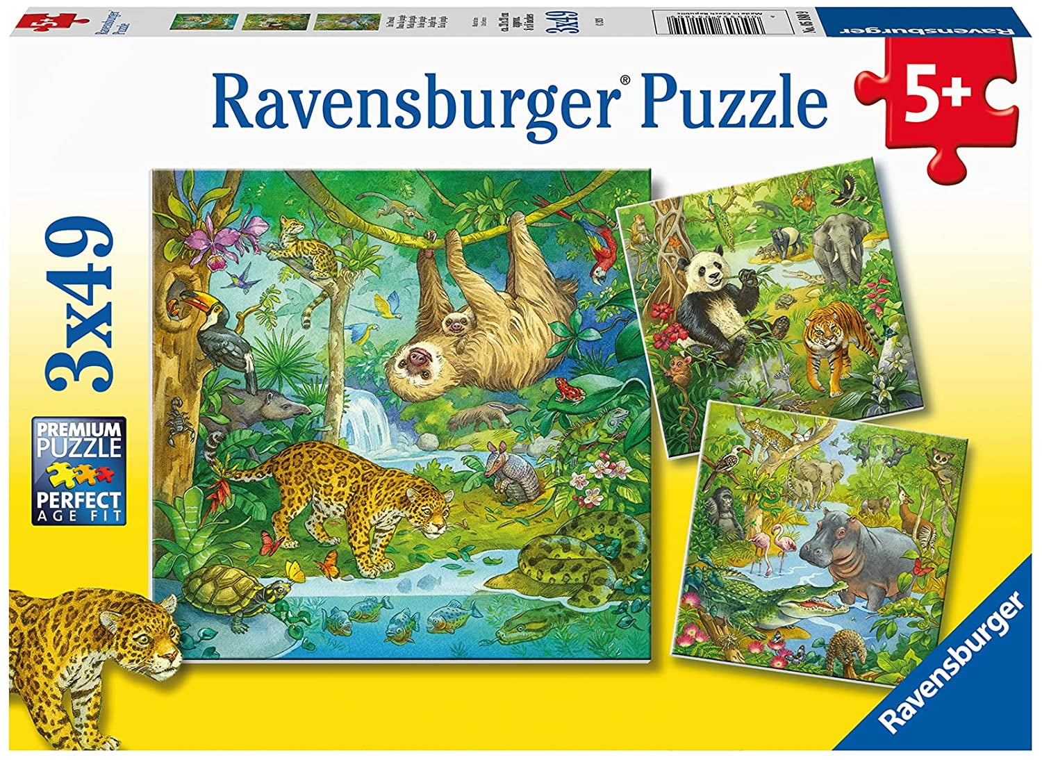 dans accessoires Brandewijn Ravensburger children's puzzle - 05180 In the jungle - puzzle for children  with 3x49 parts - Walmart.com