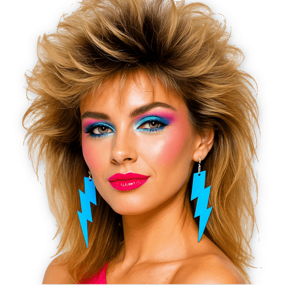 Adult's 80s Blue Lightning Bolt Earrings Costume Accessory