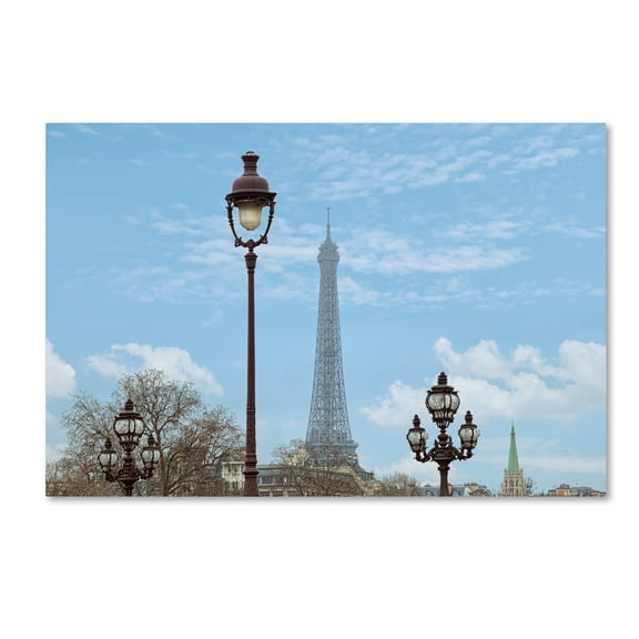 Trademark Fine Art 'Street Lamps And Eiffel Tower' Canvas Art by Cora Niele