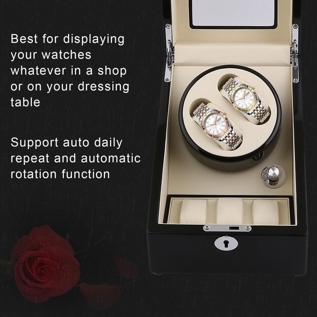 Automatic Rotation 2+3 Watch Winder Case Display Box Storage Holder Organizer By CNMODLE-1