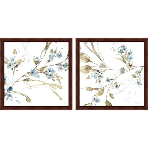 Great Art Now Blue Escape A by Lisa Audit, 2 Piece Framed Art Set Each 13.25"W x 13.25"H