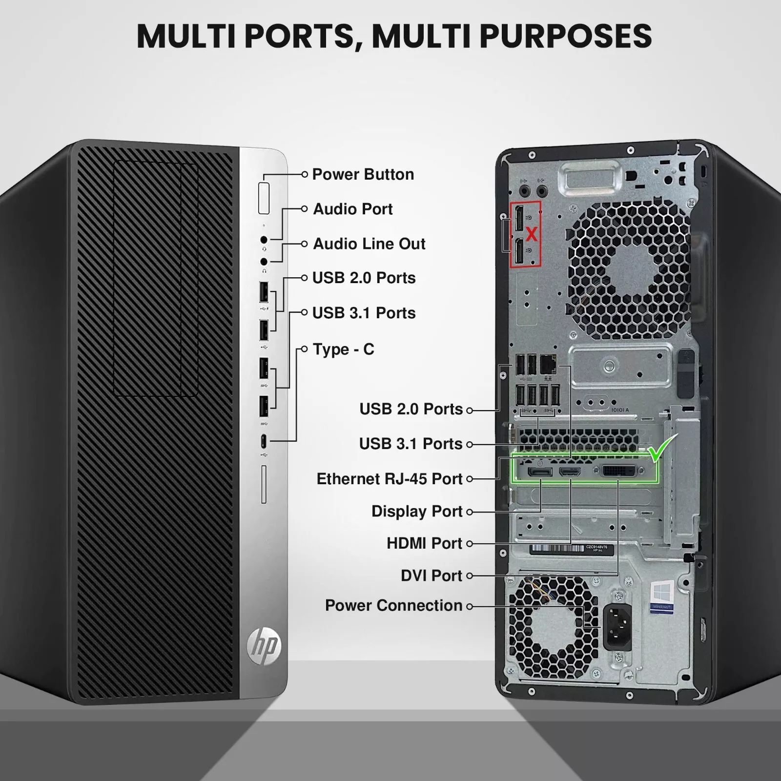 Restored HP G3 Desktop Gaming Tower PC, Intel Core i5-6th Gen. 16GB Ram, 256GB SSD + 1TB Hard Drive, NVIDIA GeForce GT 1030 DDR5, WiFi, RGB Keyboard & Mouse, Windows 11 Pro (Refurbished)
