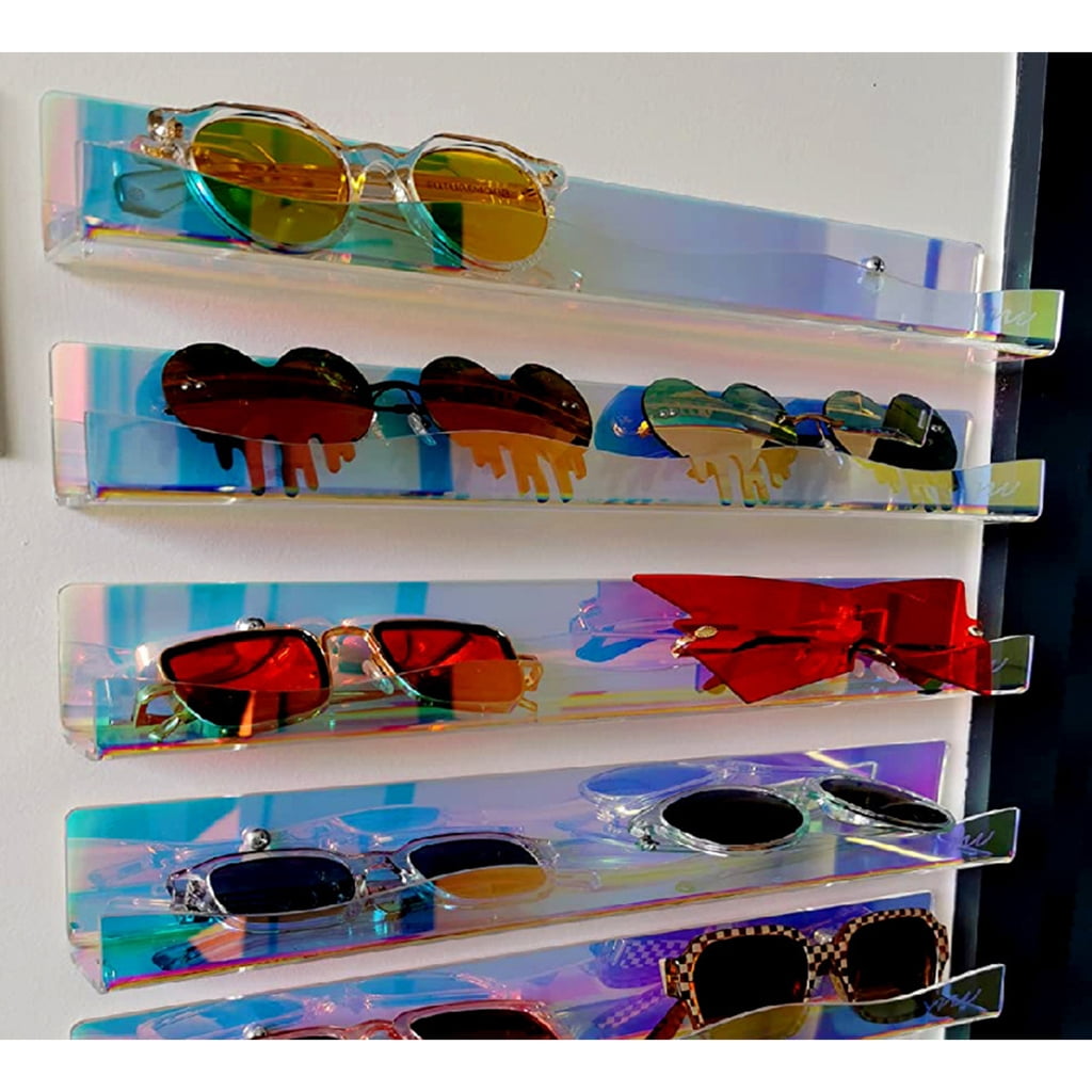 JZROCKER Set of 4 Multicolored Acrylic Floating Bookshelves Kids Room Acrylic Book Rack Floating Shelf Multicolored Storage Rack