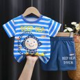 thumbnail image 2 of Toddler Baby Boy Summer Clothes Set Cute Cartoon Print Short Sleeve T Shirt Tops Solid Shorts Baby Boy Outfits 3 9 18 24 Months 2T 3T 4T 5T 6T, 2 of 4