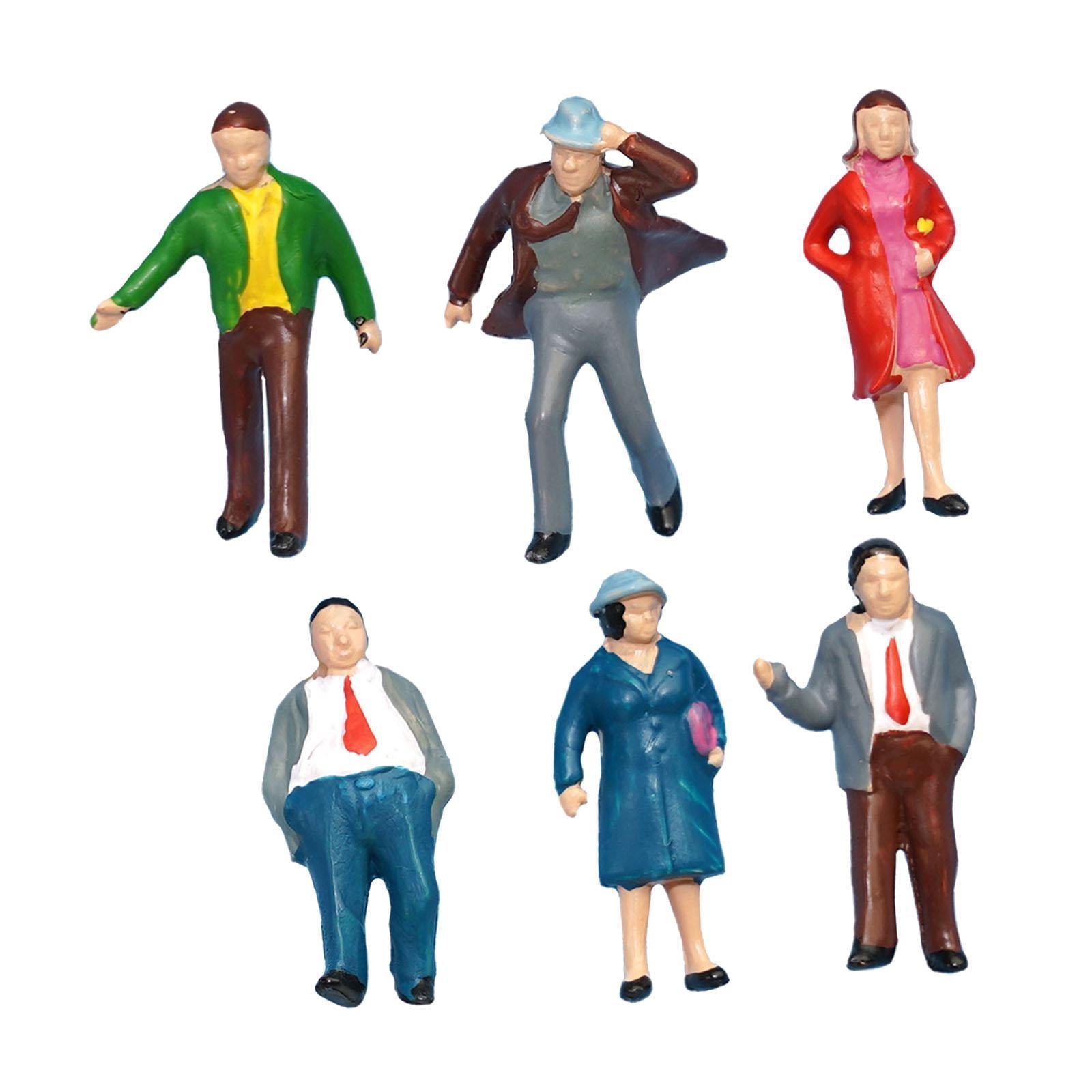 Dualoai 6 Pieces 1:87 HO Scale Figure Model Layout Collections Photo Props Men Women