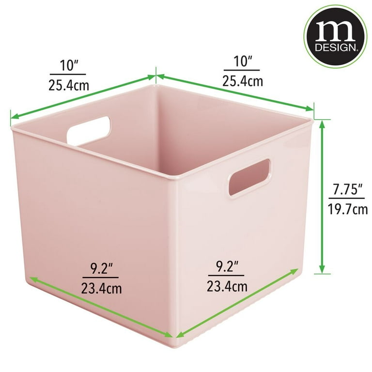 mDesign Plastic Deep Home Storage Organizer Bin with Handles, 4 Pack, Light  Pink - Walmart.com
