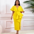 thumbnail image 3 of AURA Plus Size Summer V Neck Ruffle Evening Dress Elegant High Waist Beaded Banquet Party Gown XL XXXL, 3 of 10