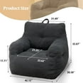 thumbnail image 2 of Giant Bean Bag Chair, Large Bean Bag Chair for Adults, Fluffy and Comfy Bean Bag Chair with Filler, Big Bean Bag Sofa Chair for Reading, Stuffed High-Density Foam, Grey, 2 of 11