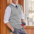 thumbnail image 3 of Men's Sweater Vest V Neck Slim Fit Casual Sleeveless Twisted Knitted Pullover Sweater, 3 of 9