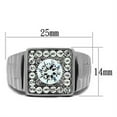 thumbnail image 2 of Mens Ring Silver Round Cut Squared Stainless Steel Ring with Top Grade Crystal in Clear, 2 of 7