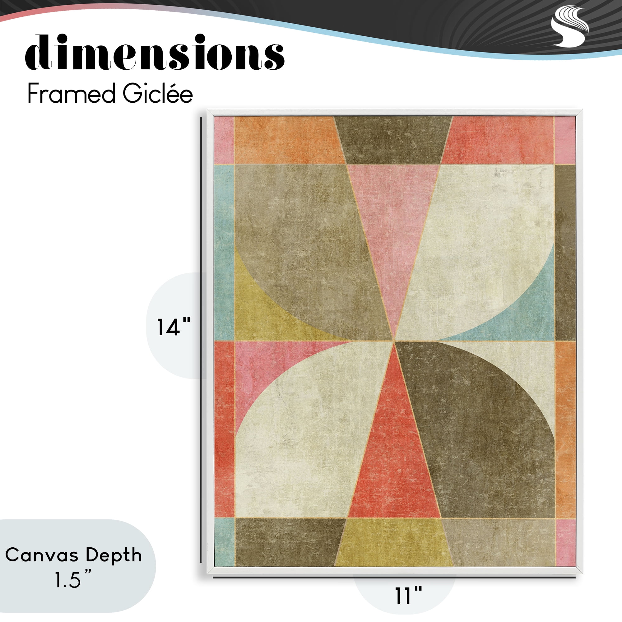 Stupell Industries Pinwheel Symmetric Shapes White Framed Giclee Art, design by Suzanne Nicoll