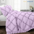 thumbnail image 2 of HNB Store 3pc Duvet Cover Set | 1000 TC Egyptian Cotton | Twin/Twin XL Size Duvet Cover with 2 Pillowcases | Lilac | Diamond Ruffle, 2 of 7