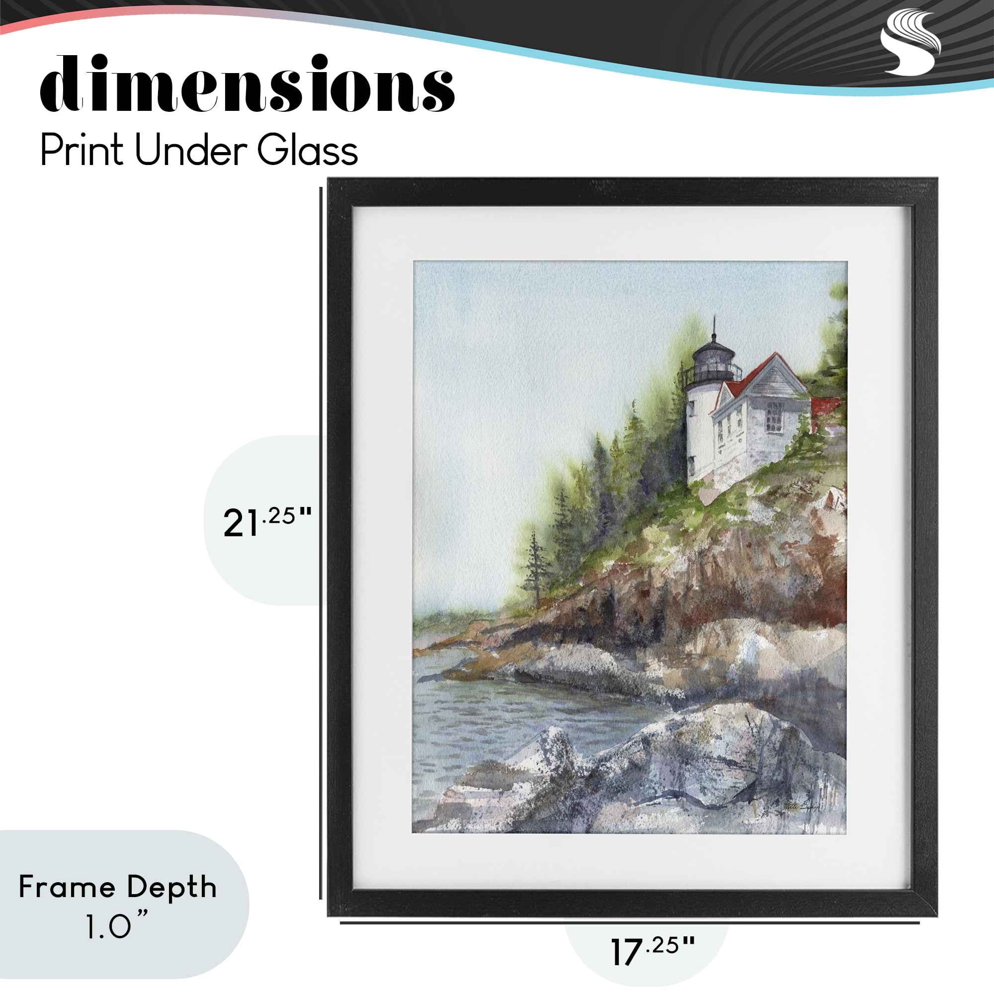 Stupell Industries Bass Harbor Lighthouse Black Framed Print Under Glass, design by Patti Bishop